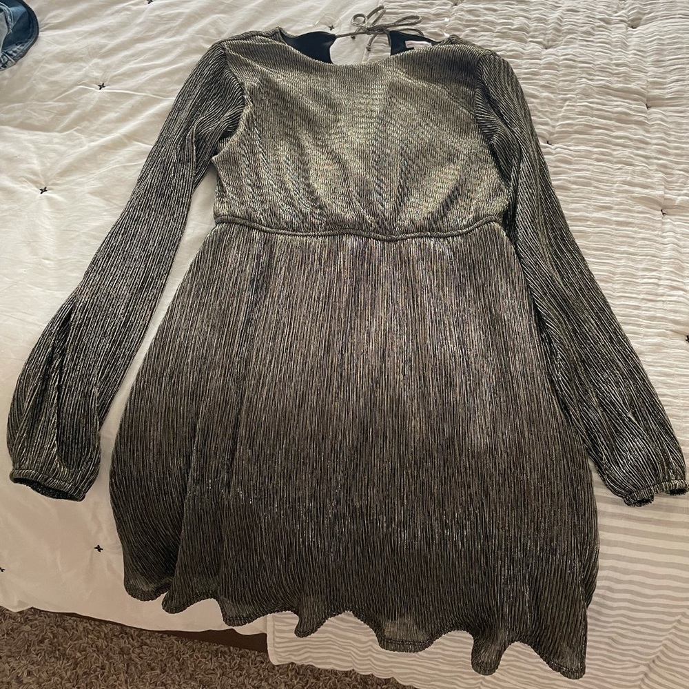 Women dress gold and black